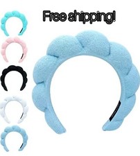 Puffy Spa Headband, Sponge Spa Headband for Washing Face, Terry cloth headband