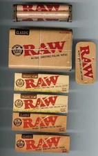 2pks Organic+2pks Classic 1 1/4 RAW Rolling Papers+Roller+Slide Top Storage box