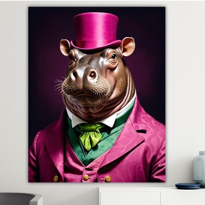 STAMPA SU TELA QUADRO O POSTER Ippopotamo Nobile Arredo casa