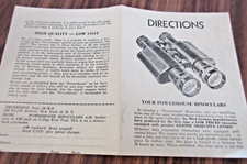Vtg Powerhouse Binoculars Owner's Directions