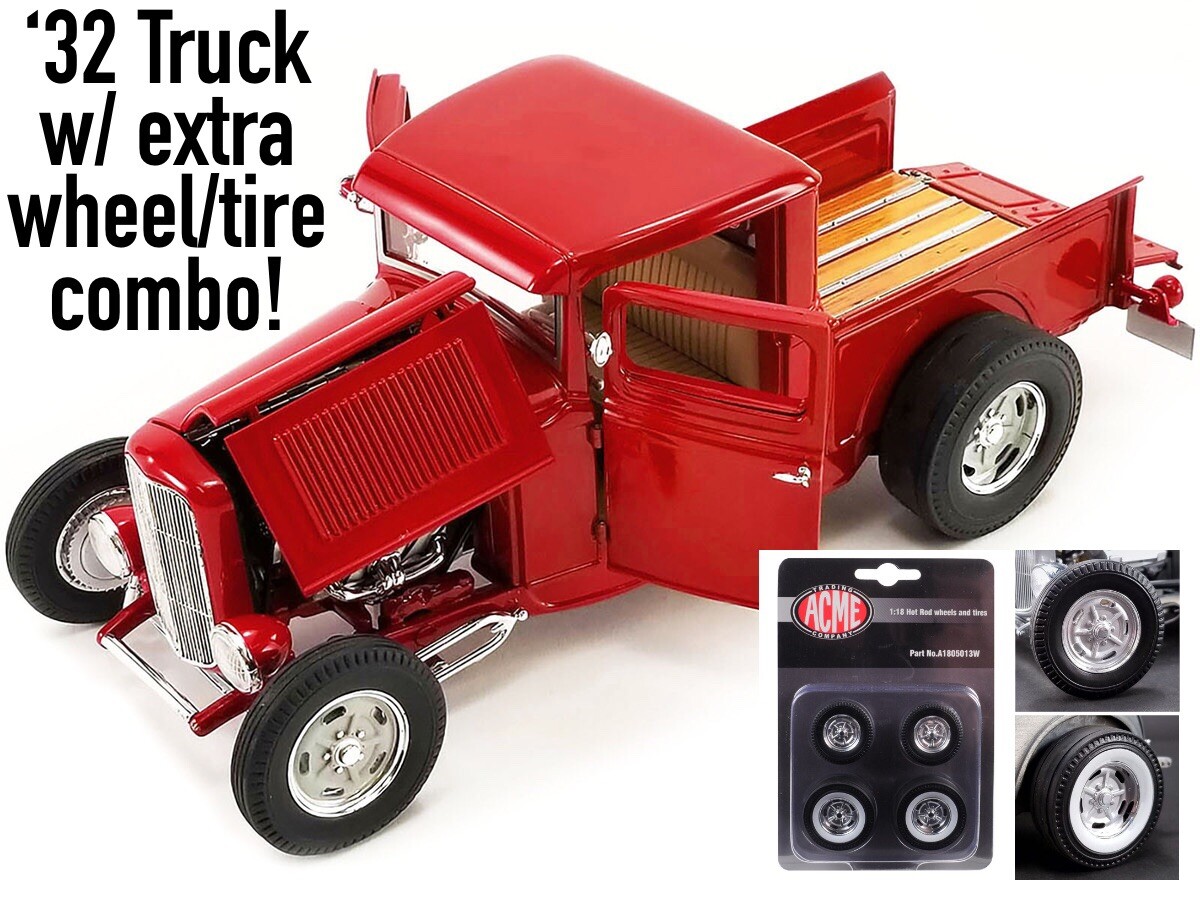 1932 Ford Hot Rod Pickup Truck Acme 1:18 Diecast Model + Extra