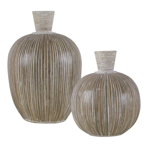 Uttermost Islander Coastal Terracotta Bamboo Vases in Natural/White (set of 2) - Picture 1 of 3