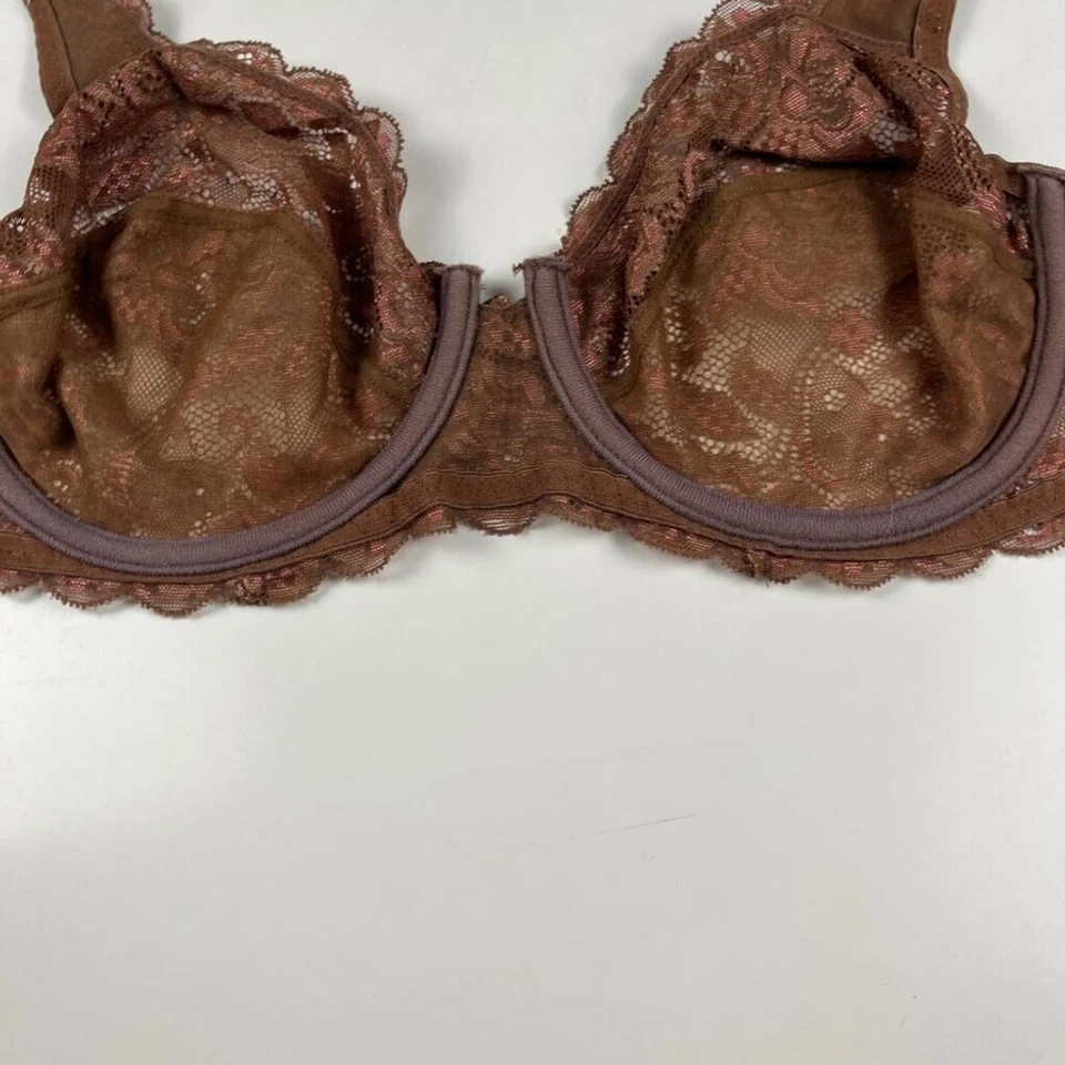 La Vie en Rose Roselle embroidered Unlined Underwire lace bra 36D - Imagem 3 de 4