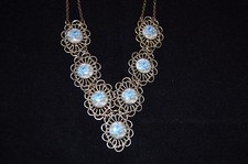 Vintage - Blue Rose Cameos - Necklace