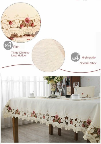 European Rustic Embroidered Tablecloth Rectangle Square Table Cover Home Decor - Picture 8 of 14
