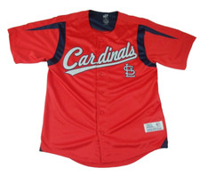 Cardinals Jersey Mens M Dynasty Baseball Button Shirt  Short Sleeve Polyester