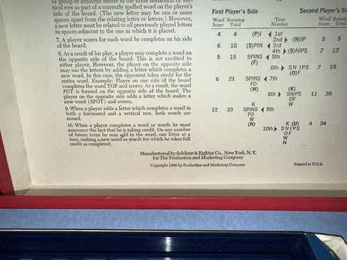 1966 Selchow & Righter Co Scrabble Brand RSVP 3D Crossword Game Complete Nice - Picture 5 of 13