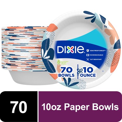 10 Oz 70 Count Disposable Paper Bowls Microwave-Safe Soak-Proof Paper Bowls