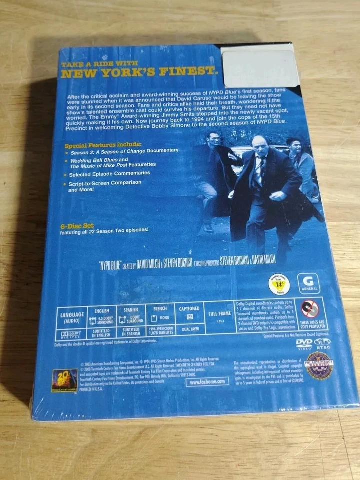 NYPD Blue: Season 2 (DVD, 6-Disc set) New Factory Sealed  - Image 2 of 4