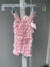 Baby Girl Ruffle Romper Photo Prop Light Pink Small 0-6 Months Vintage Stretch