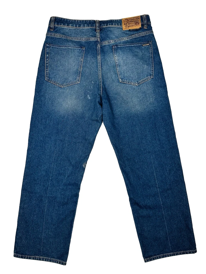 Volcom Nailer Relaxed Straight Men's Denim Jeans Size 33 W36" Blue Skate Wear - Image 2 of 4