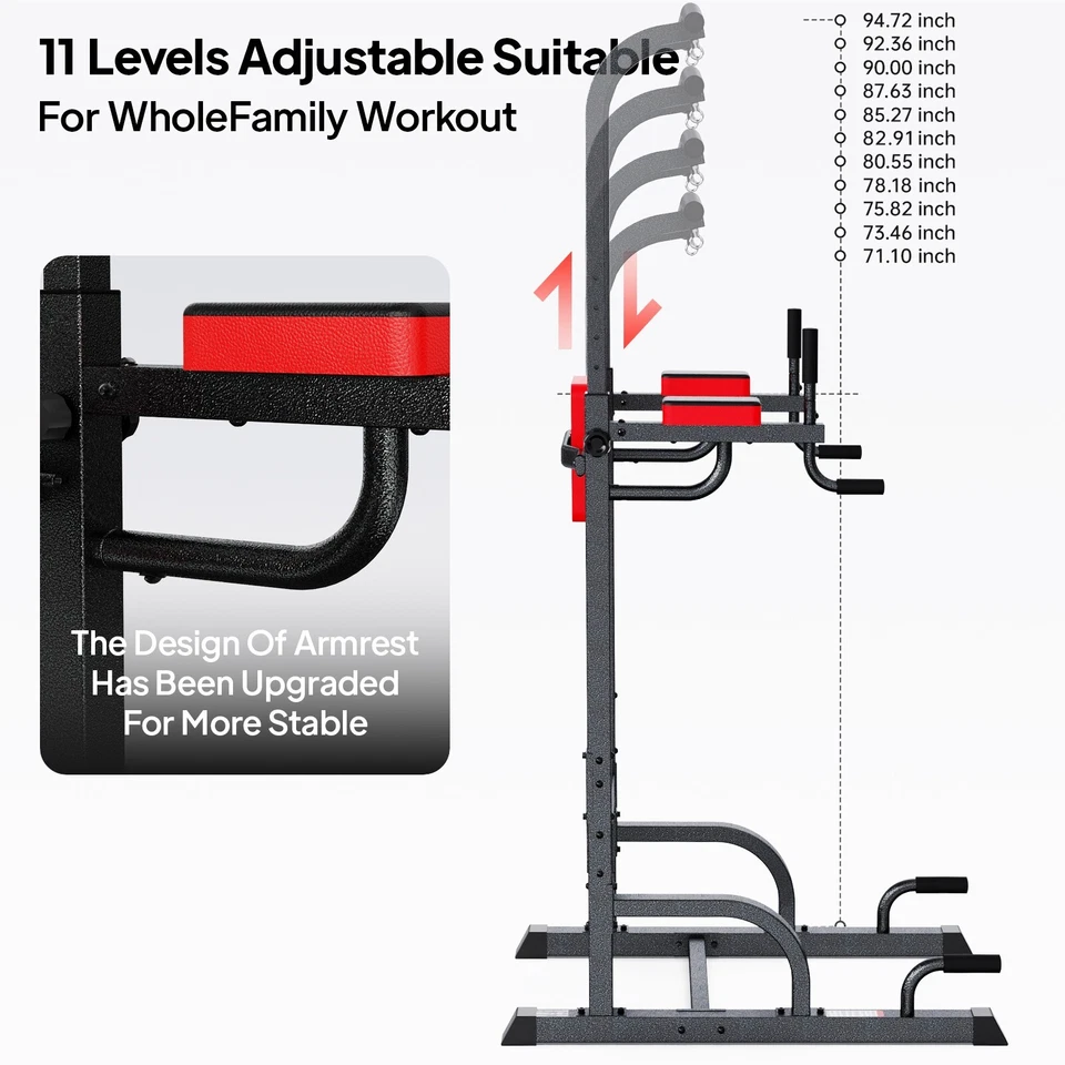 Power Tower Dip Station Adjustable Heavy Duty Pull Up Bar for Home Gym Workout - Image 3 of 4