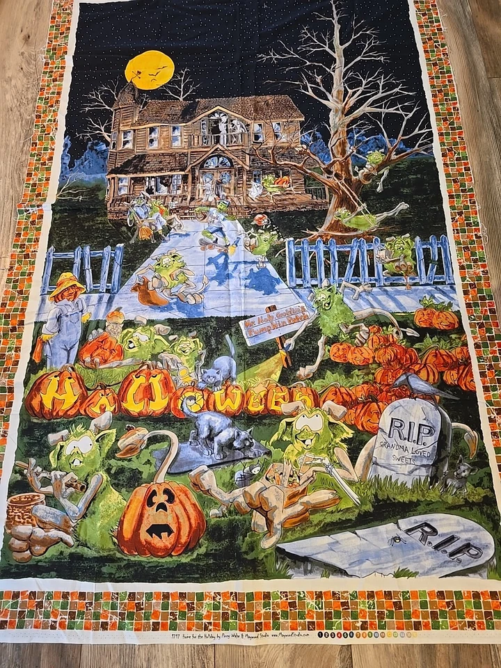 Panel de tela de Halloween Hobgoblin Goblin SPELLBOUND Perry Wahe Maywood Studio Foto 2 de 4