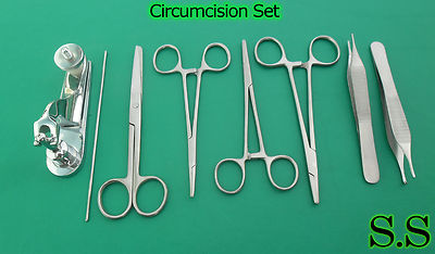  Circumcision Set c/w ''Gomco'' style clamp 1.9cm, s/s & 6 s/s instruments DS-1158