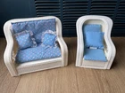 Vintage 1983 Mattel Barbie Dream House Wicker Living Room Set With Cushions ￼