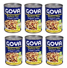 6 Pack Goya Blackeye Peas Size 15.5 oz Canned Black Eyed Beans Whole in Water