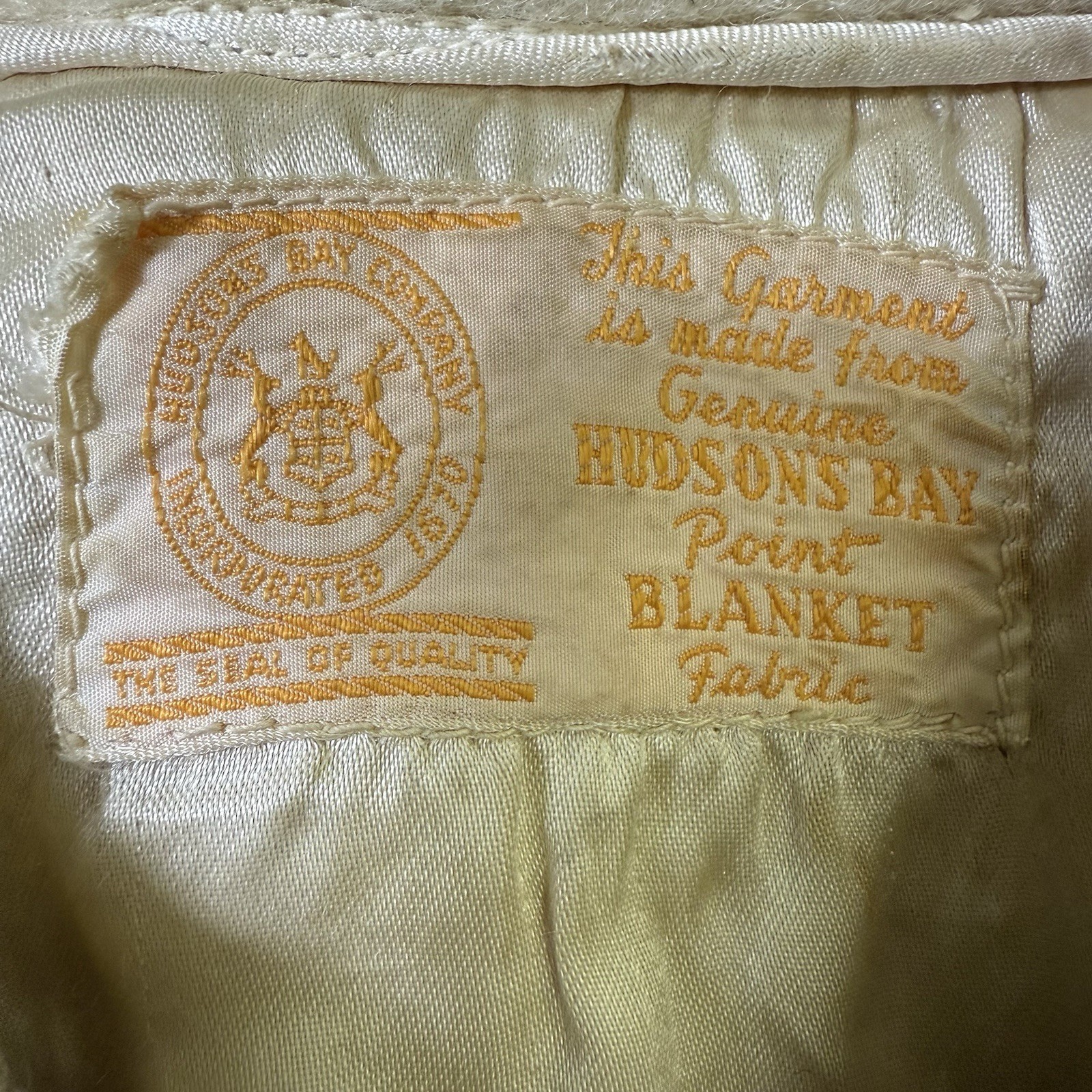 VTG Hudson's Bay Co Wool Point Blanket Jacket Coat Rainbow Stripes 50s 60s