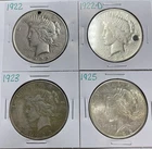 1922 1922-D 1923 1925 Peace Dollar Lot of 4