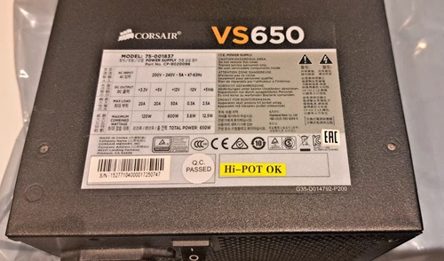 Corsair VS650 Power Supply Unit 650W 75-001837 Black
