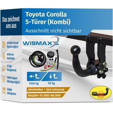 ANHÄNGERKUPPLUNG abnehmbar für Toyota Corolla 02-07 +7polig E-Satz ABE