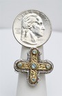 KONSTANTINO Cross Ring Blue Topaz 925 Silver & 18K Yellow Gold Accents w/Pouch — photo 10
