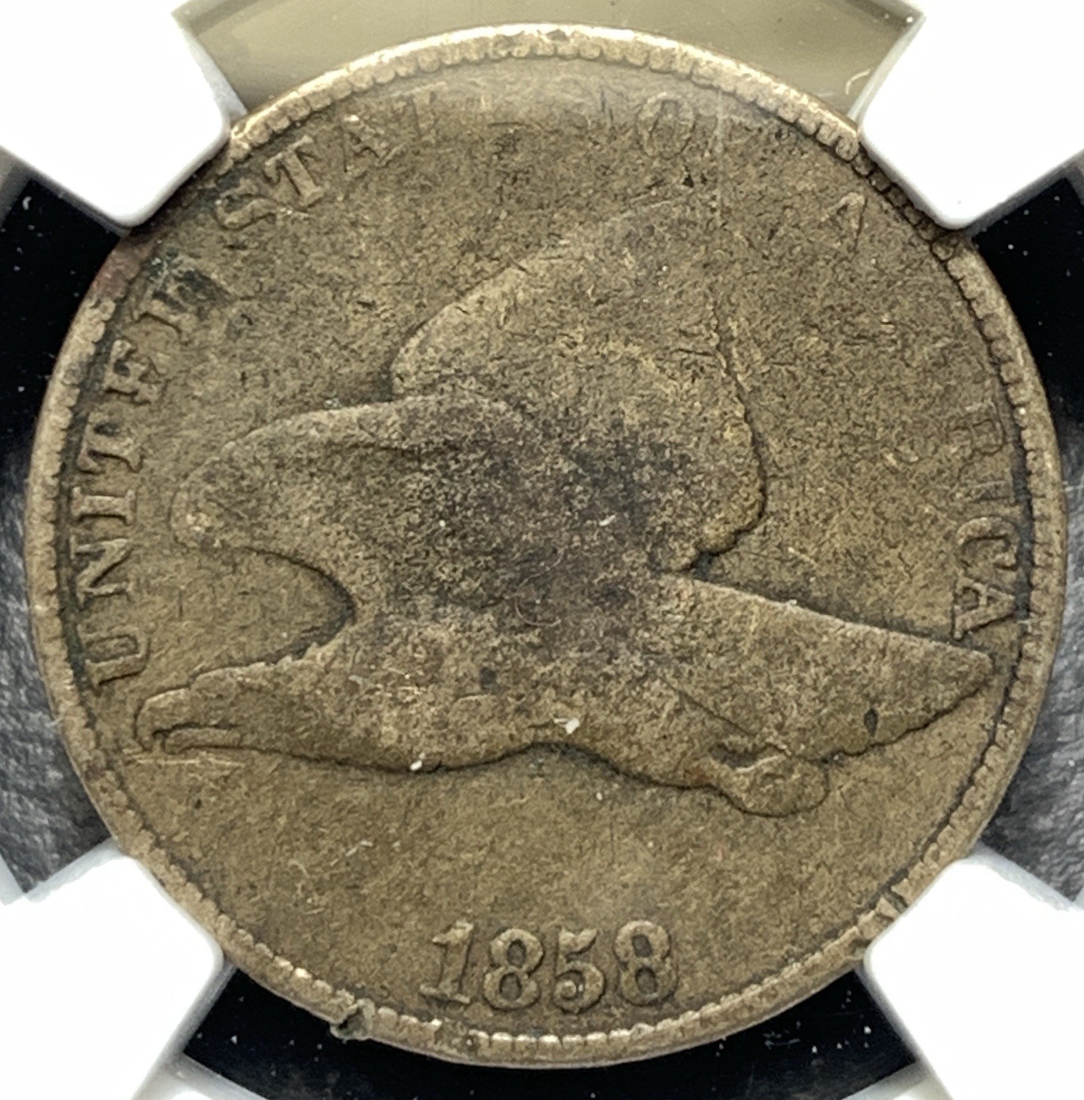 1858/7 (Weak) S-1 Flying Eagle Cent FEC 1c Rare Overdate Variety NGC VG ...