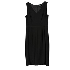 WHBM Sheath Dress Women 8 Black V-Neck Sleeveless Workwear LBD Lined Stretch