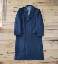 Heavy Vtg Adolfo Classic Wool Cashmere Blend Gray Suit Over Coat 40L made in USA