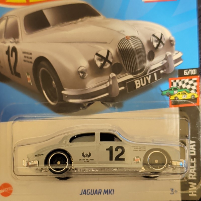 Hot Wheels HW Race Day Jaguar MK1 Silver 1:64 Diecast 2024 Grant Williams