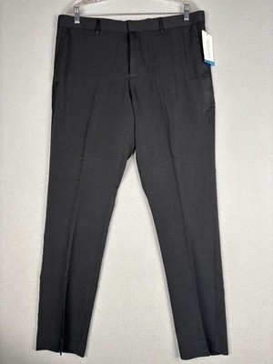 Perry Ellis Dress Pants Mens 36x32 Black Portfolio Slim Fit Stretch Easy Care