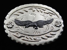 RF15107 VINTAGE 1970s AMERICAN BALD EAGLE WESTERN COWBOY DESIGN BELT BUCKLE