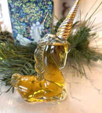 Avon Unicorn Perfume Gold Horn 5.5 Tall  Boxe...
