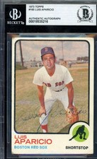 Luis Aparicio Beckett BAS Signed 1973 Topps Autograph