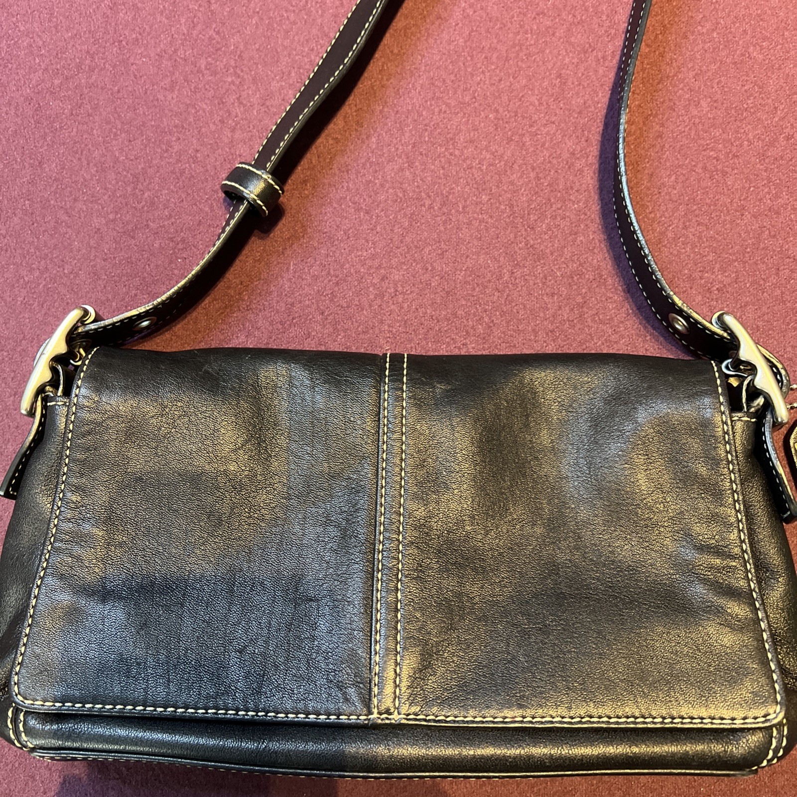 Coach -9848 Legacy Black Leather Crossbody Bag Vintage Slim Flap Purse rare image 2