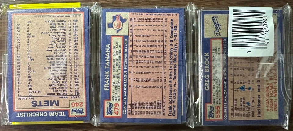 1984 TOPPS 架装 MANNY TRILLO、Frank Tanana、Greg Brock、Mets CL、Showing — 第 2/4 张图片