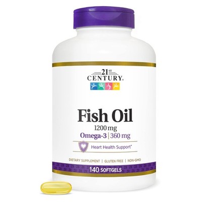 21st Century Fish Oil 1200 mg Softgels, 140 140 Count (Pack of 1), No Color