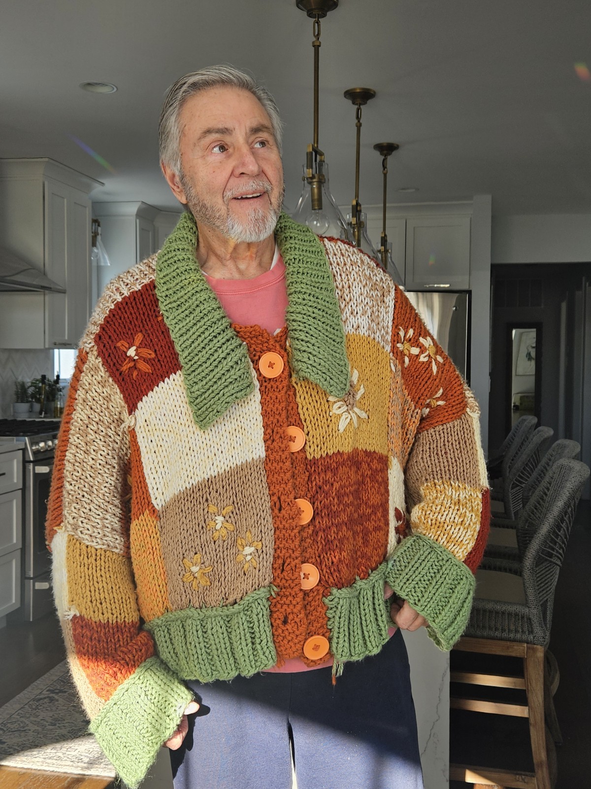 Handmade Chunky Patchwork Knit Cardigan Sweater M… - image 5