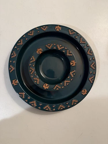 Frankoma Thunderbird Phoenix Native American 14” Platter And Bowl. Forest Green