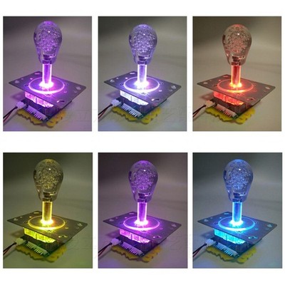 Arcade Game Colorful 12V Illuminated Joystick With Crystal Bublle Bat Handles