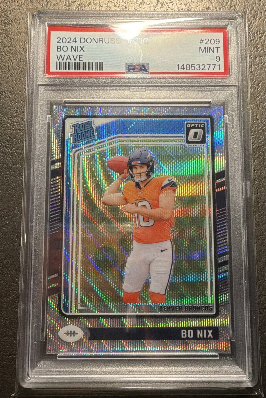 2024 Panini Donruss Optic - Rated Rookie Bo Nix #209 Wave Prizm /300 (RC)