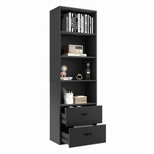 4 Shelf Bookcase with Drawers, Tall Bookshelves and Bookcases,Vertical Bookshelf