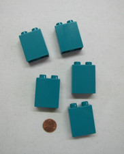 Lego Duplo 5 Thin 2X1X2 Teal Bricks Blocks Building Block House Castle Blue