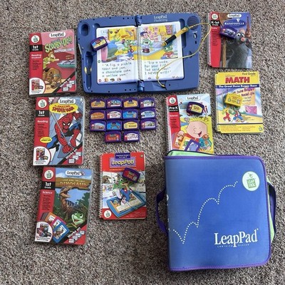 Leapfrog LeapPad Plus Writing  Learning System 10 Books 21 Cartridges Carry Case