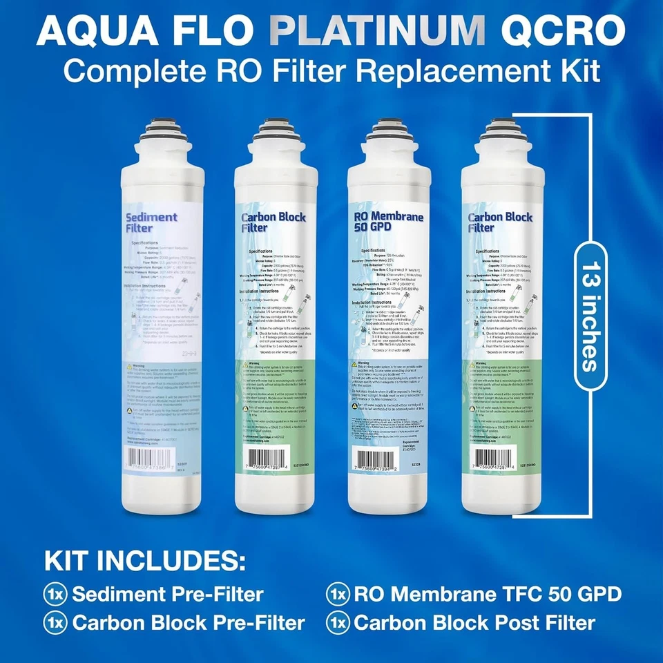 Aqua Flo Platinum QCRO 4-Stage Quick-Change RO Filter Kit with 50 GPD Membrane - Image 4 of 4