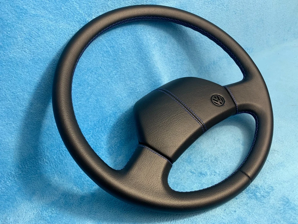 Lenkrad VW T4 neu bezogenes Lederlenkrad blau Naht - Bild 3 von 4