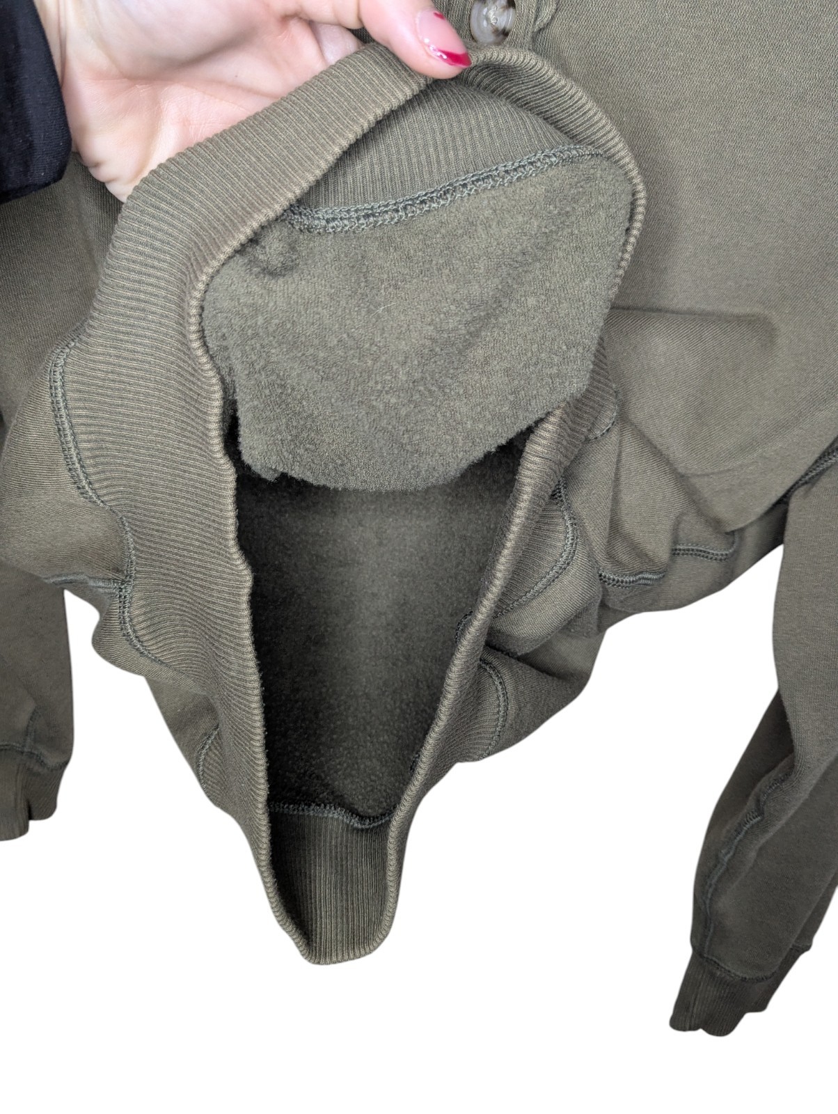 American Eagle Basic Olive Green Henley Fleece Pu… - image 6