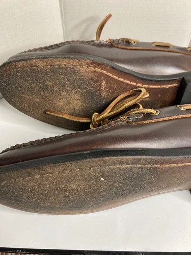 Rancourt Leather Upper & Soles, Boat Shoes Brown Size 9D VGC Made In USA - Picture 6 of 8