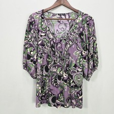 Vtg 90s Y2k Top S Purple Paisley Floral Babydoll Boho Fairy Hippie Retro Grunge