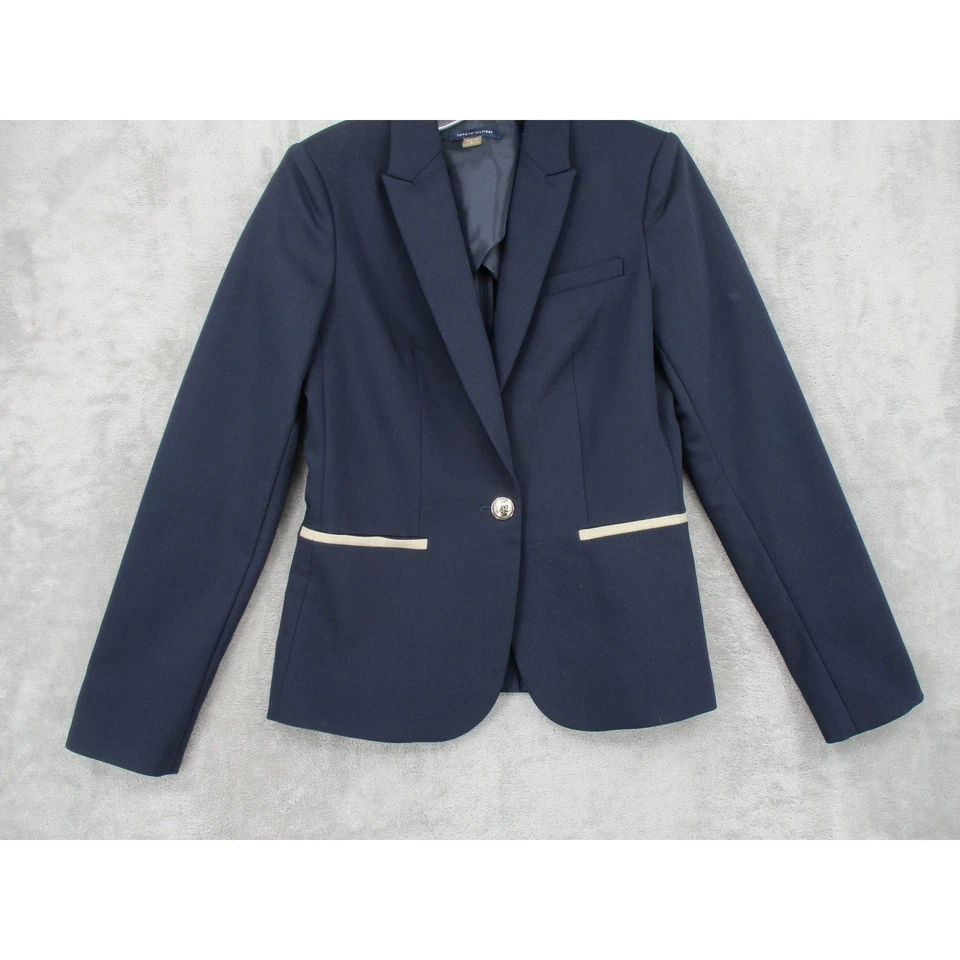 Tommy Hilfiger Blazer Mujer 2 Azul Marino Parche en el Codo Azul Marino Preppy Oficina Náutica Foto 4 de 4
