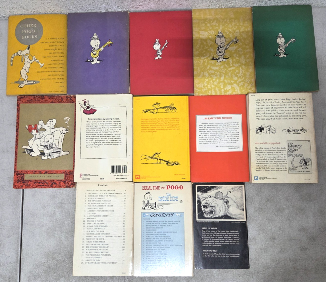 Pogo Walt Kelly Vintage Book Lot Of 22 Cartoons 1950s 60s 70s 80s Humor Comic